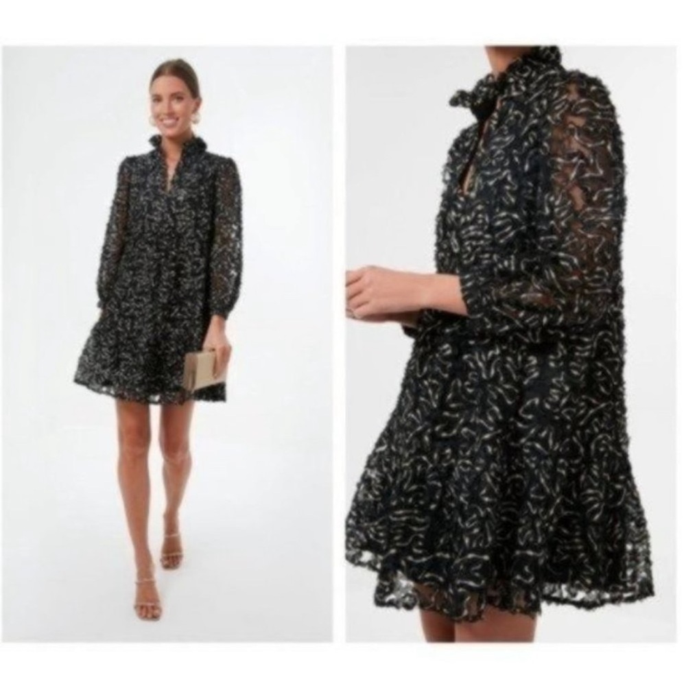 Tuckernuck | NEW Nightly Organza Palmerston Dress in Black Gold Metallic Size XL